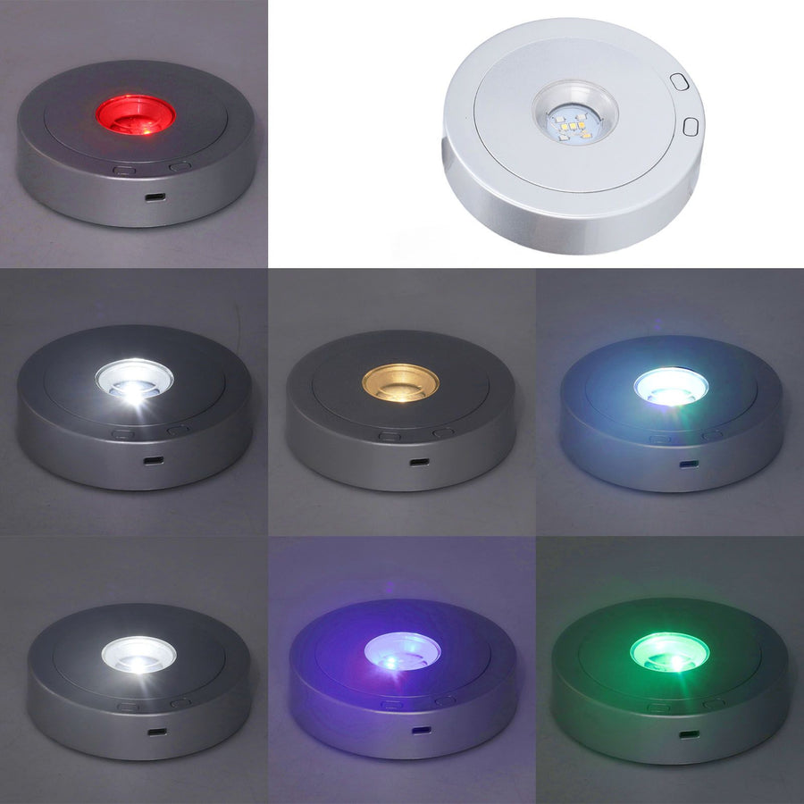 LED Display Base USB RGB Colorful Light Rotating Crystal Display Base Stand for Bottle Jewellery Handicraft
