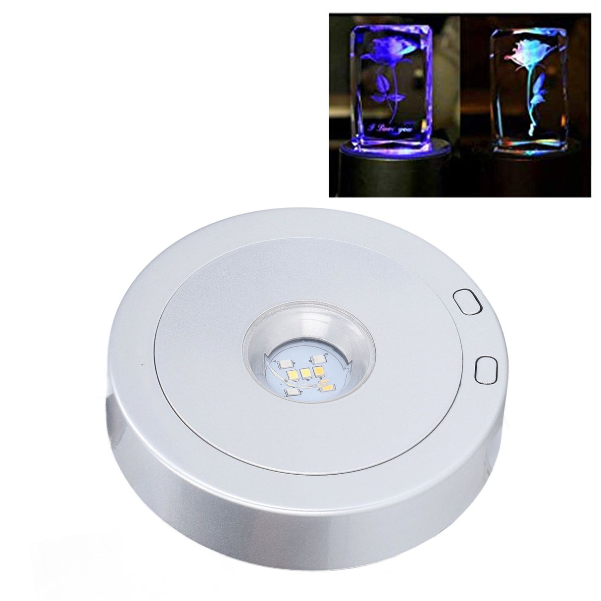 LED Display Base USB RGB Colorful Light Rotating Crystal Display Base Stand for Bottle Jewellery Handicraft