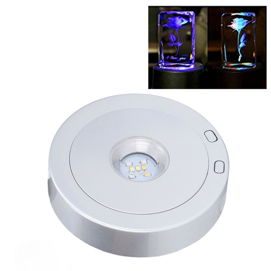LED Display Base USB RGB Colorful Light Rotating Crystal Display Base Stand for Bottle Jewellery Handicraft
