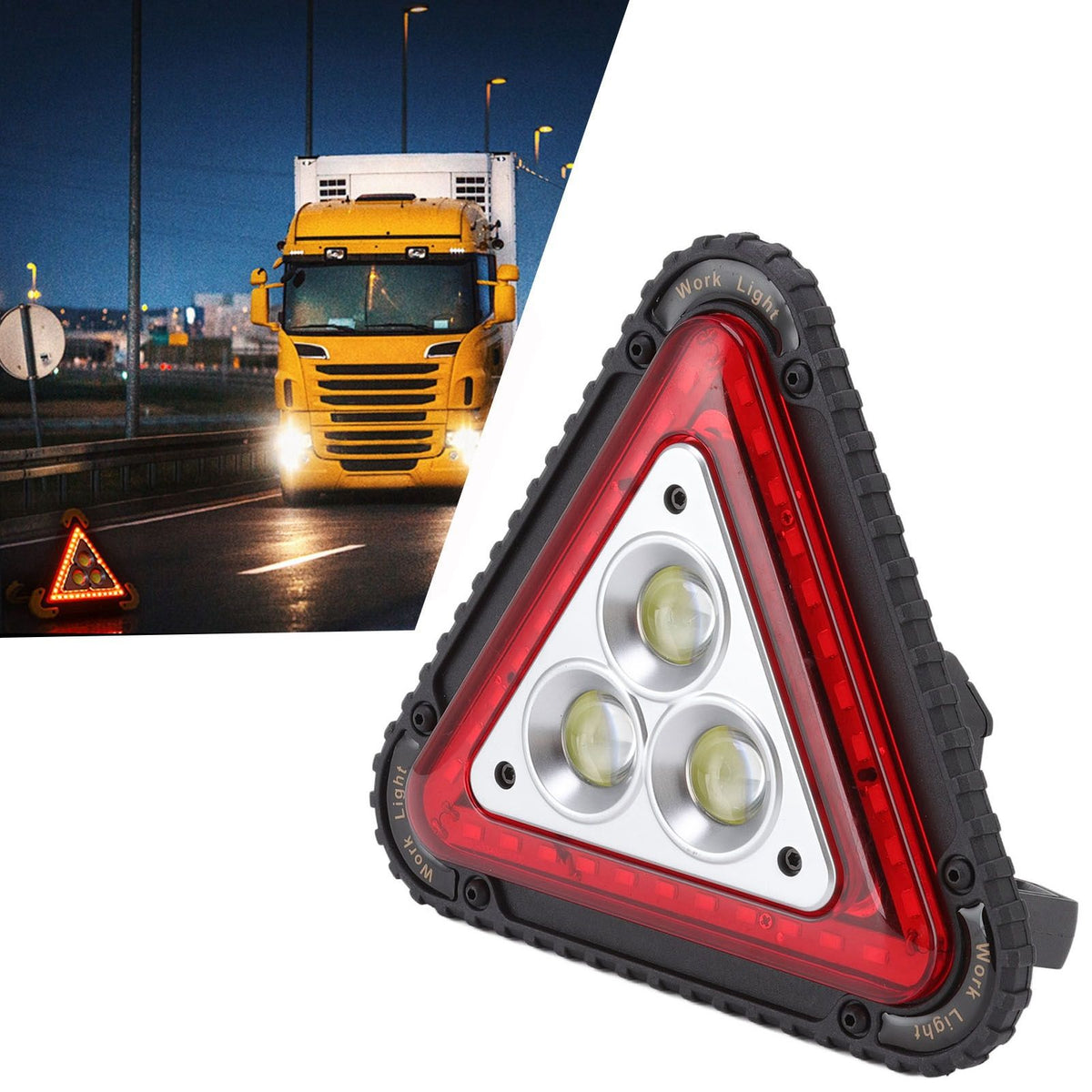 COB Work Light Triangle Multifunctional Warning Red Floodlight USB Charging Car Repairing Floodlight for Car Emergency