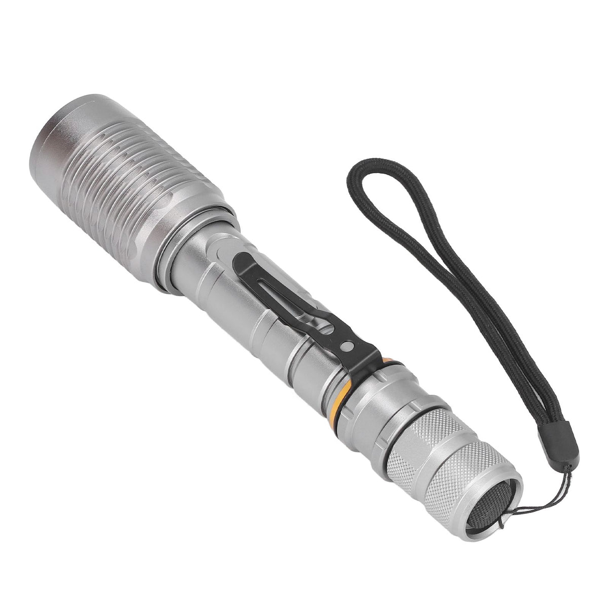 Telescopic Zoomable Flashlight 5 Lighting Modes 5000LM Waterproof Bright Flashlight for Outdoor Adventure Camping Home Gray