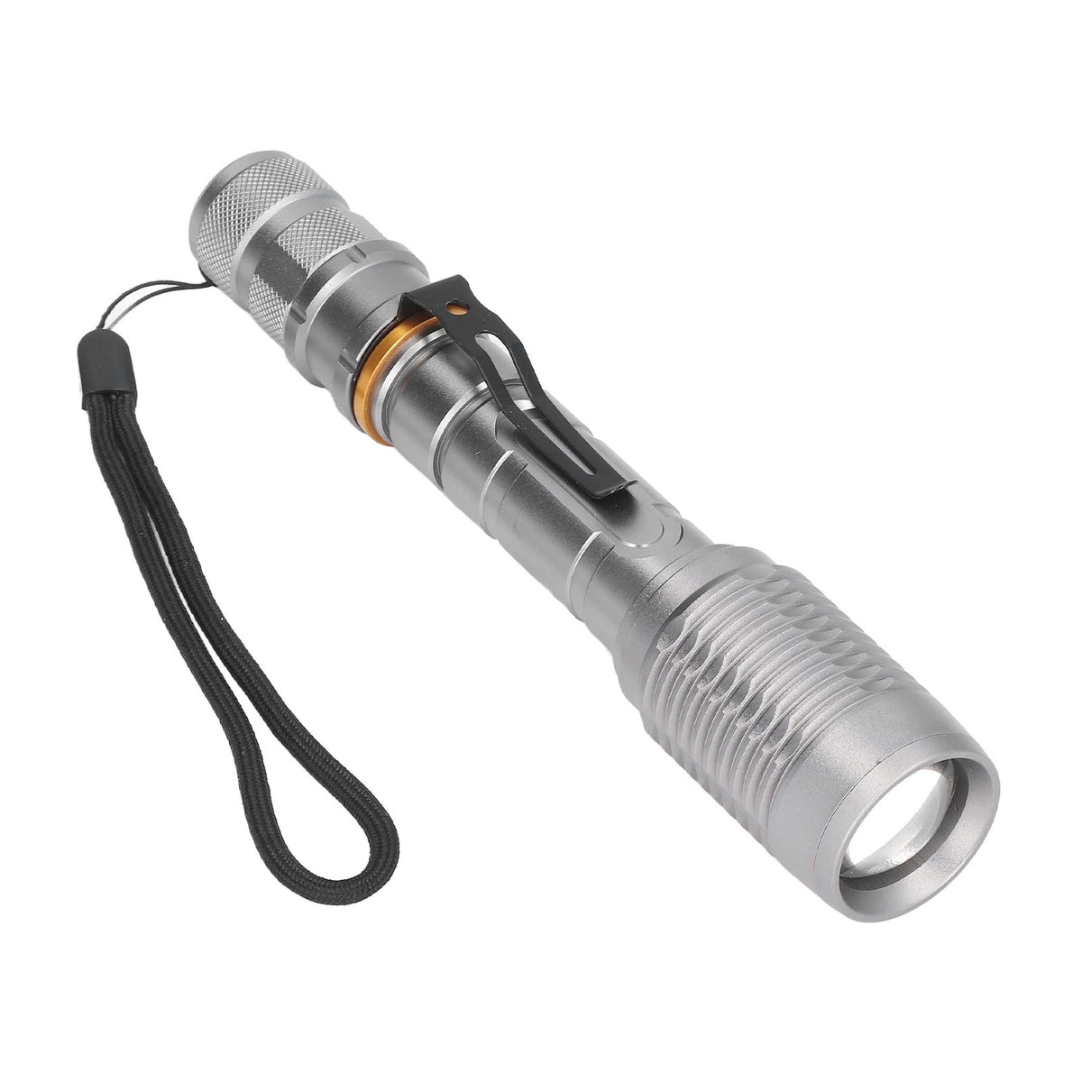 Telescopic Zoomable Flashlight 5 Lighting Modes 5000LM Waterproof Bright Flashlight for Outdoor Adventure Camping Home Gray