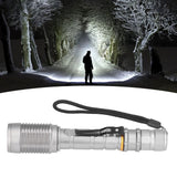 Telescopic Zoomable Flashlight 5 Lighting Modes 5000LM Waterproof Bright Flashlight for Outdoor Adventure Camping Home Gray
