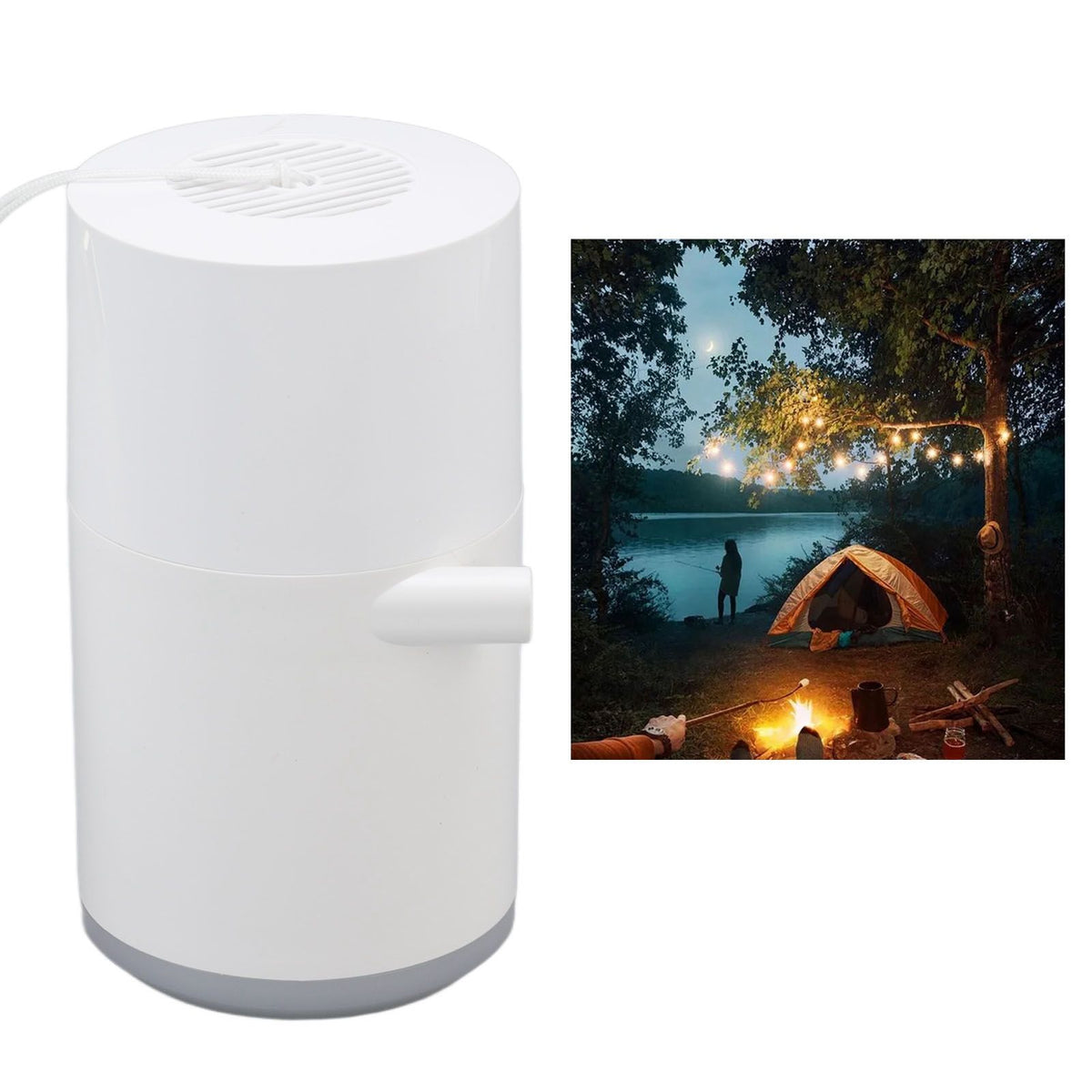 Electric Vacuum Pump USB Charging Inflatable Pump with 4 Lighting Gear for Outdoor Camping White