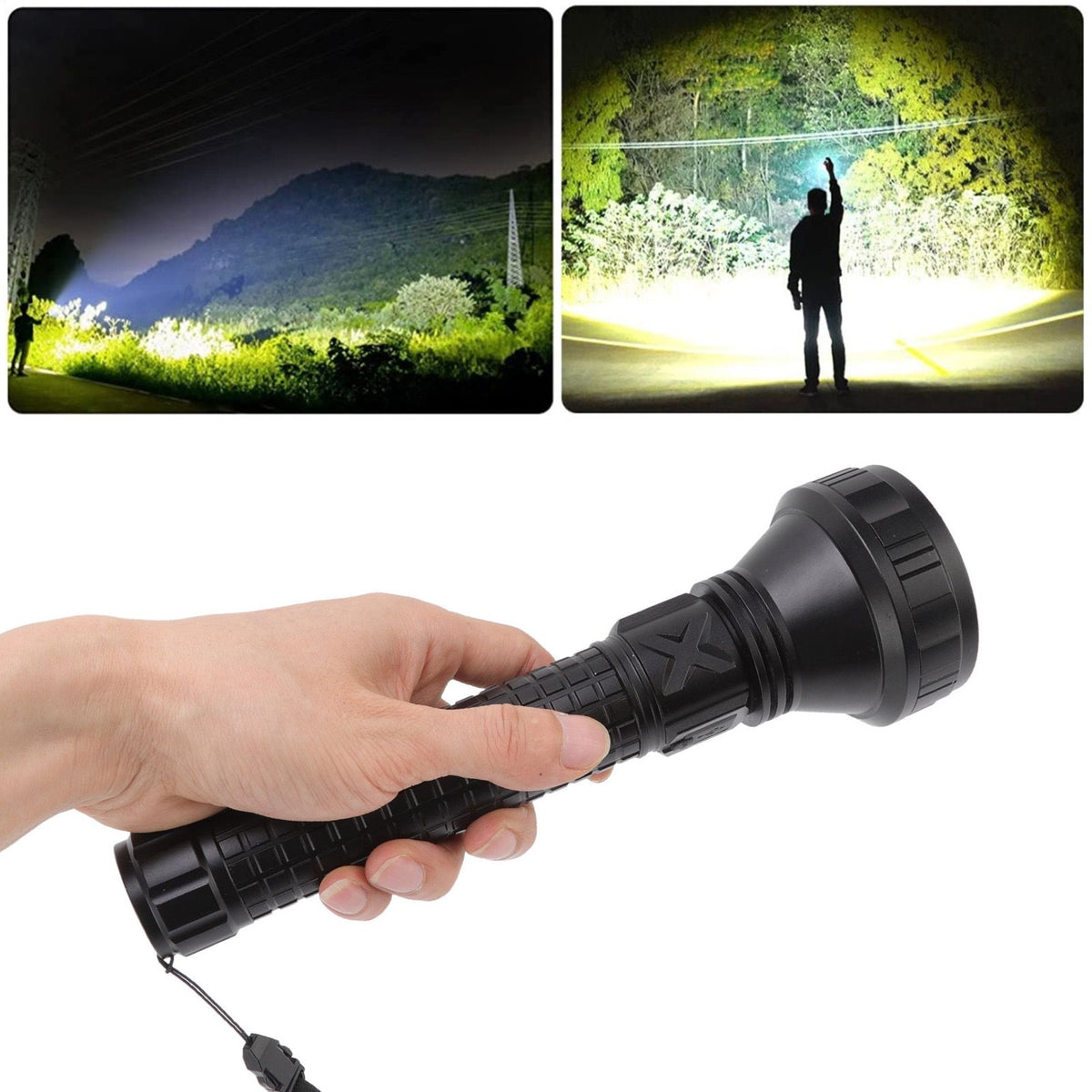 SST40 Powerful Flashlight Three Light Modes Long Range Torch Emergency Flashlight for Outdoor Adventure Camping Hiking