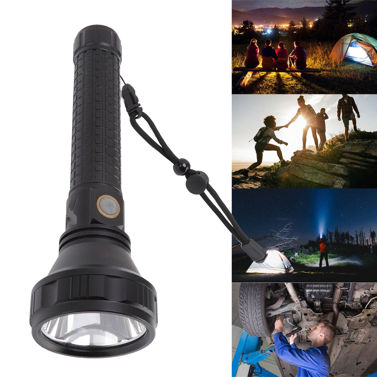 SST40 Powerful Flashlight Three Light Modes Long Range Torch Emergency Flashlight for Outdoor Adventure Camping Hiking