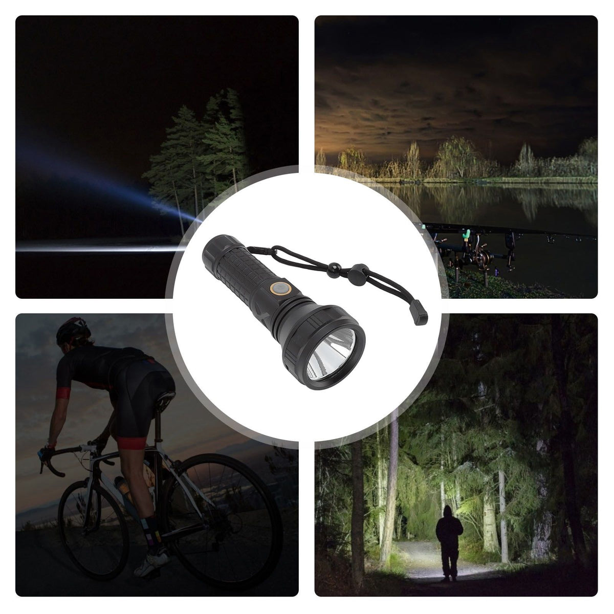 Flashlight Aluminum Alloy 8000lm Three Light Modes Waterproof Flashlight for Household Emergency Camping Hiking Traveling