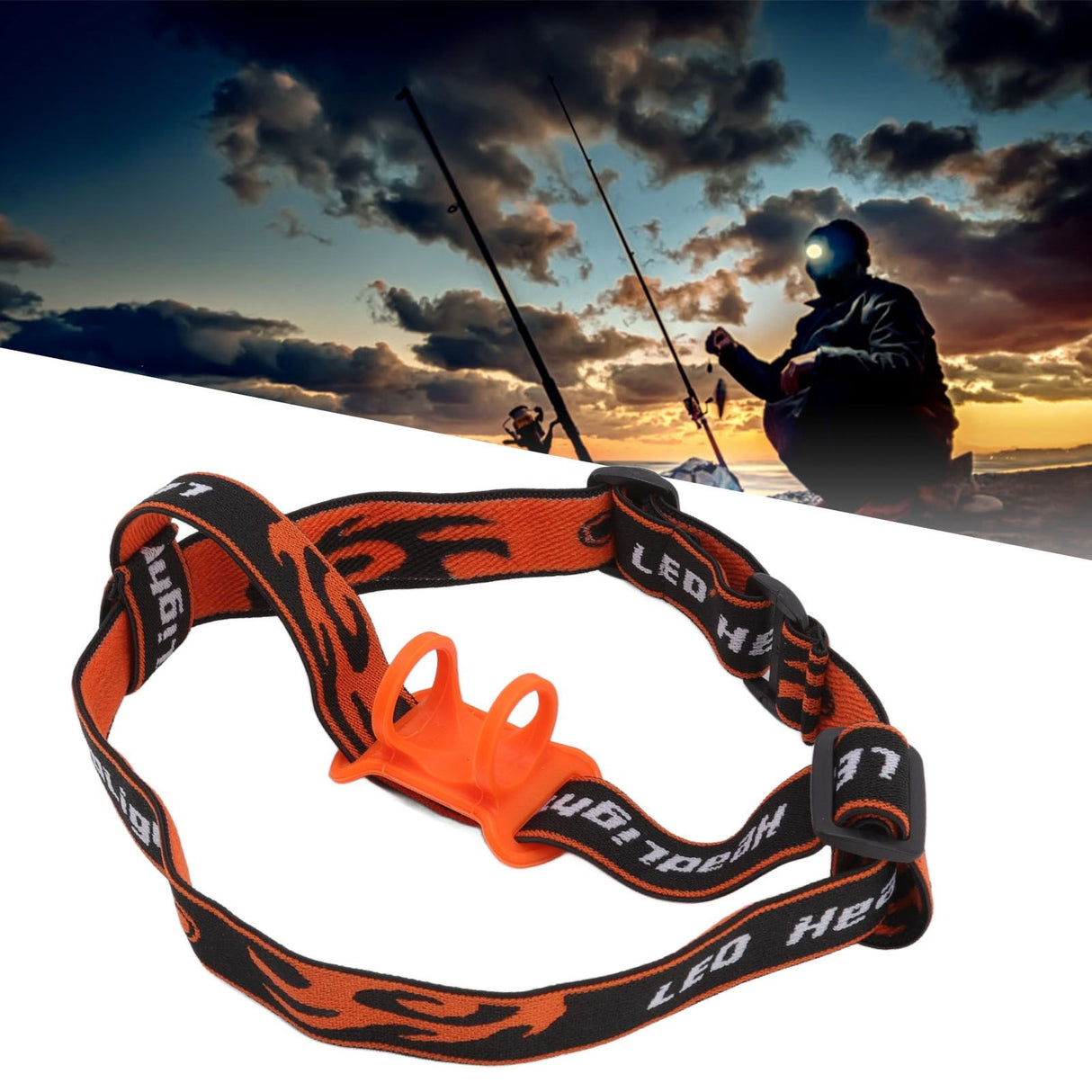 Outdoor Headlamp Elastic Strap Hands Free Headlamp Holder Strap for 22 to 32mm Diameter Flashlight