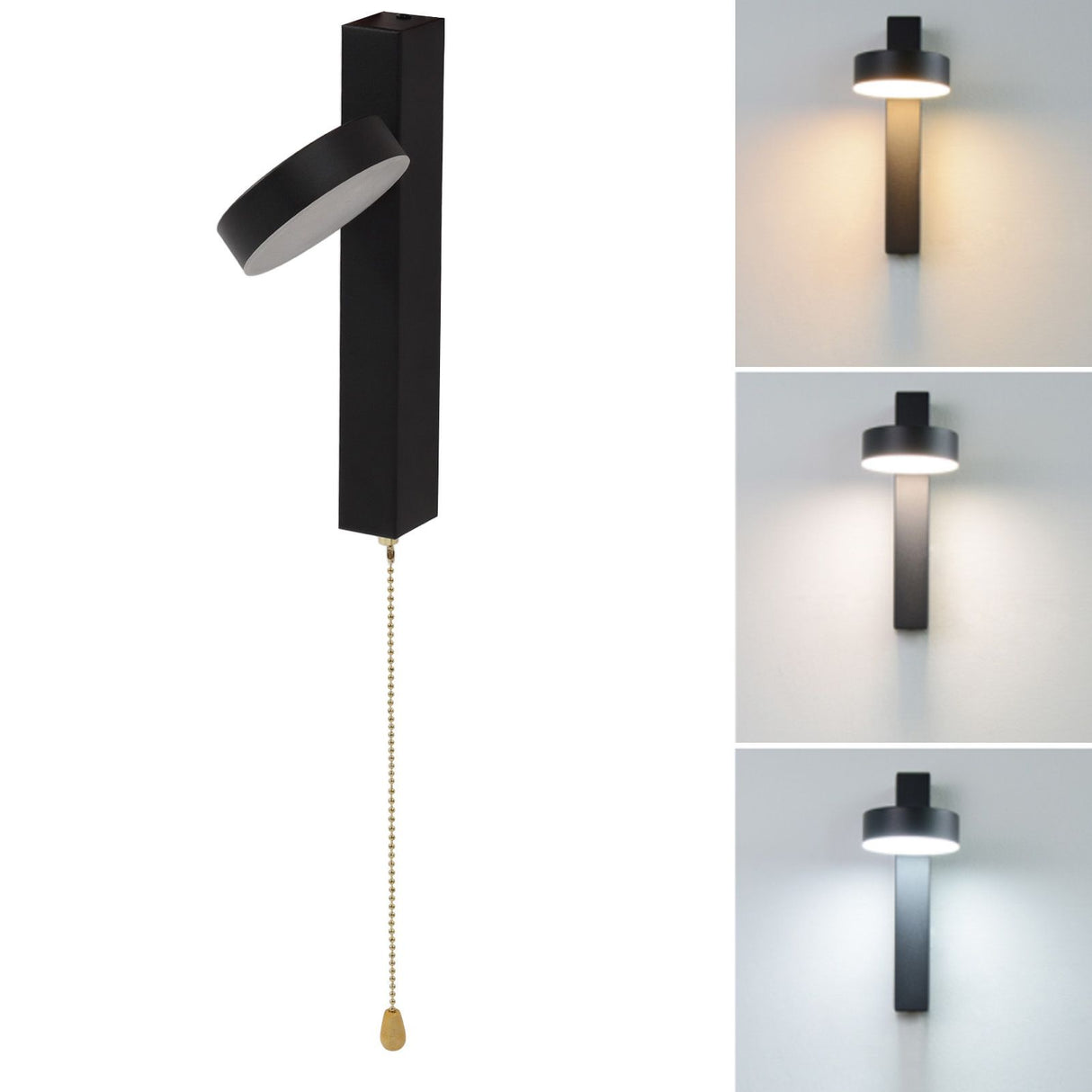 LED Wall Lights 3 Color Modes Modern Style Aluminium Pull Chain Switch Modern Wall Sconces for Bedroom Stair 85 to 265V