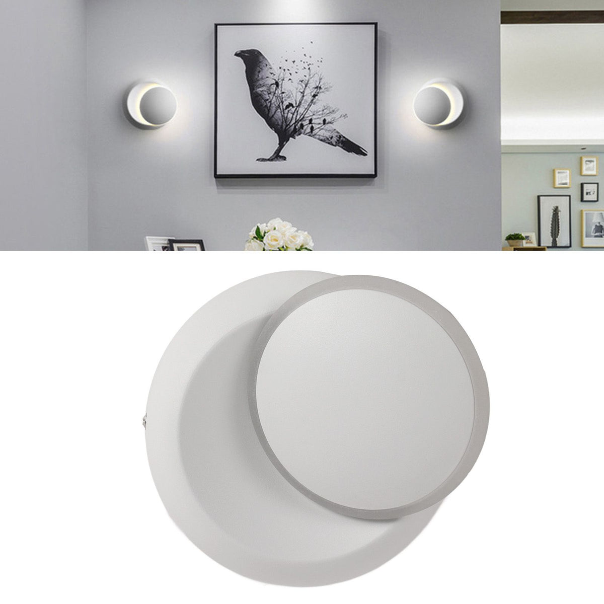 LED Wall Lamp 2700K Warm Light Energy Saving Rotatable Innovative Wall Light for Home Office Bedroom Hallway 85‑265V