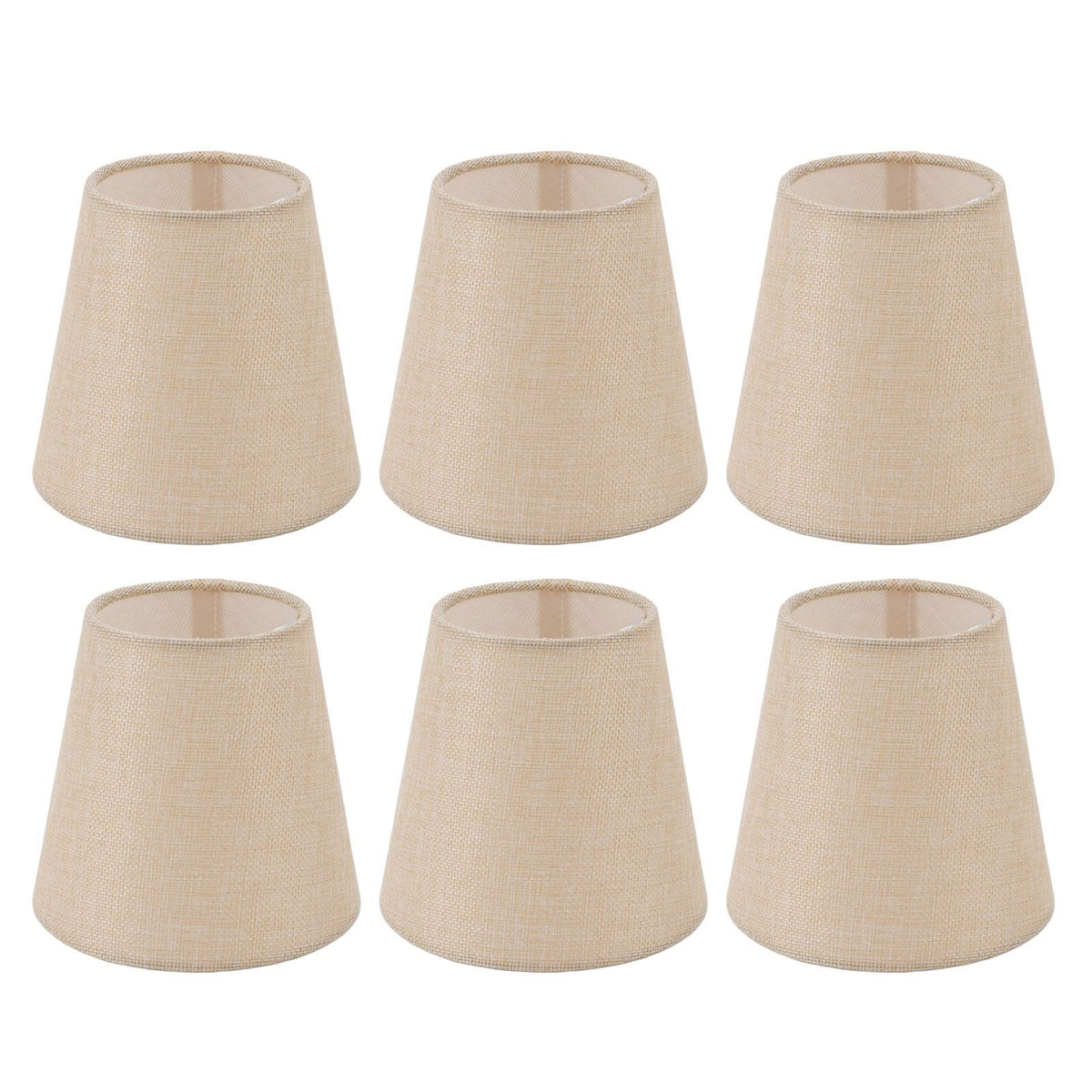 6PCS Linen Fabric Lamp Shade Cover Cylindrical Lampshade with Iron Support for Household Light