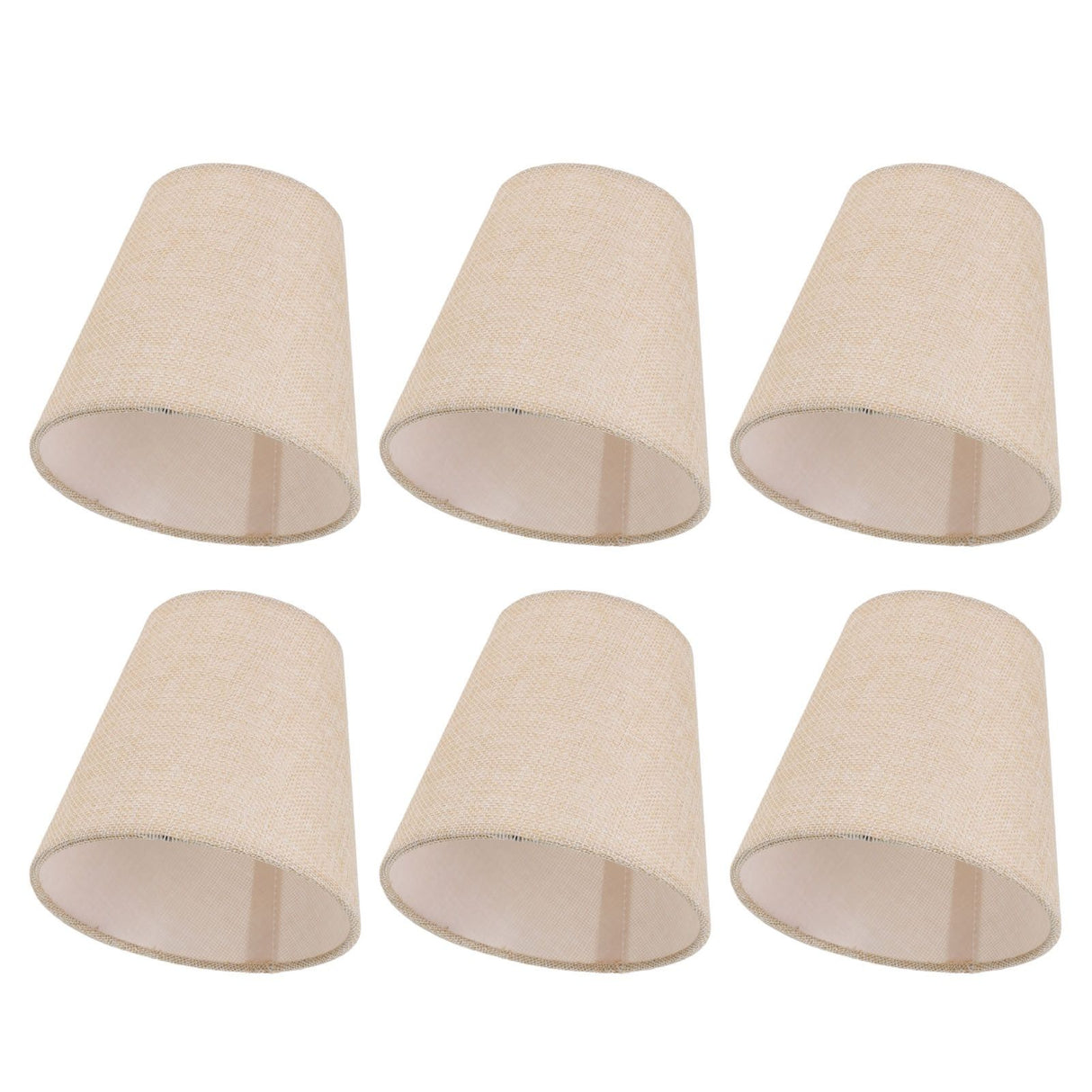 6PCS Linen Fabric Lamp Shade Cover Cylindrical Lampshade with Iron Support for Household Light