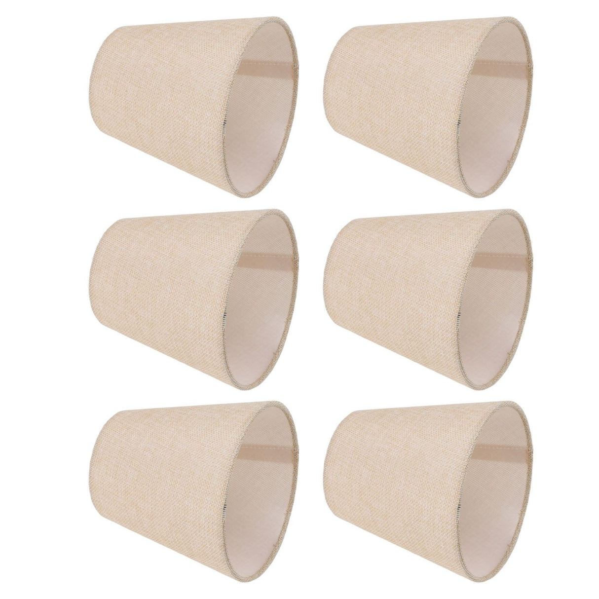 6PCS Linen Fabric Lamp Shade Cover Cylindrical Lampshade with Iron Support for Household Light