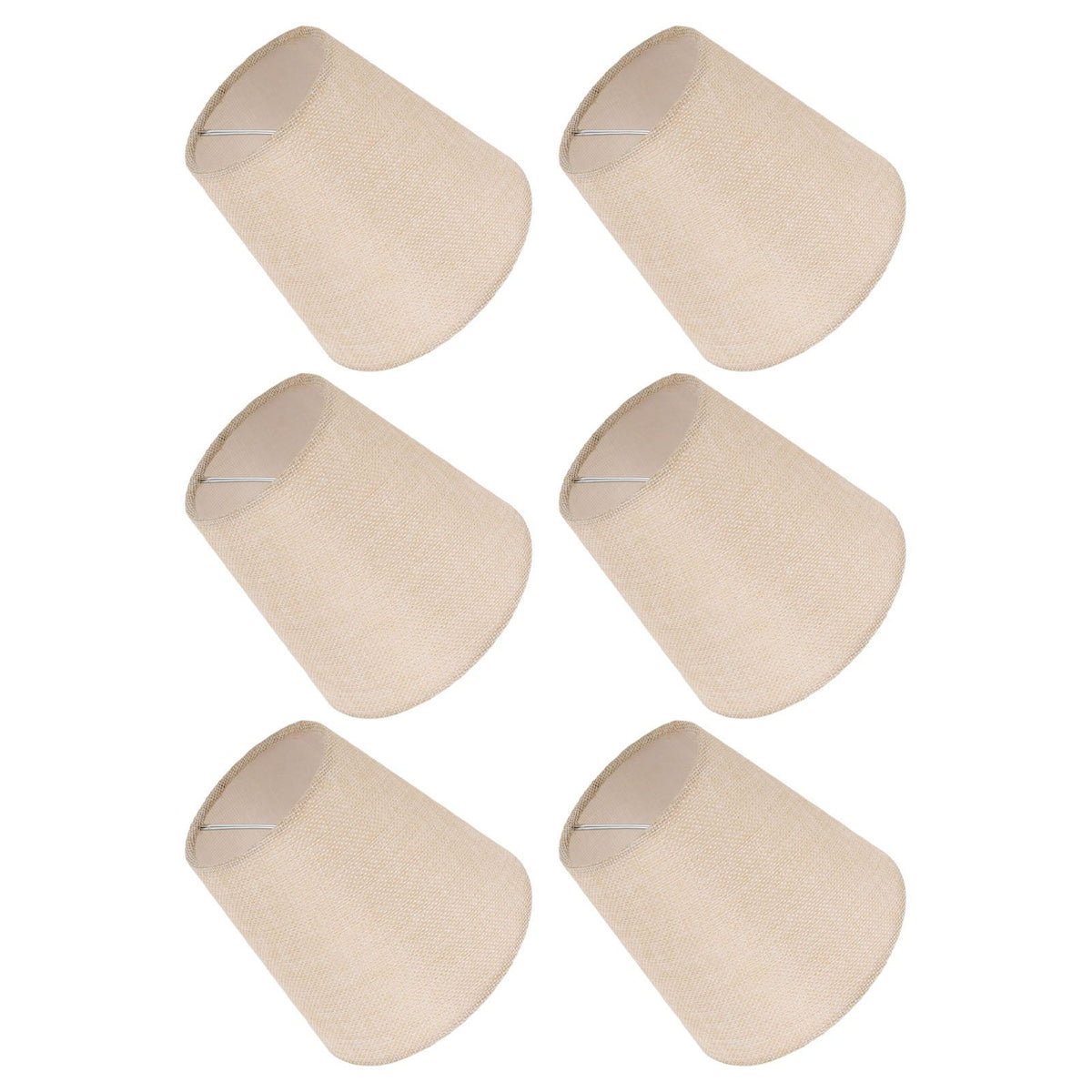 6PCS Linen Fabric Lamp Shade Cover Cylindrical Lampshade with Iron Support for Household Light