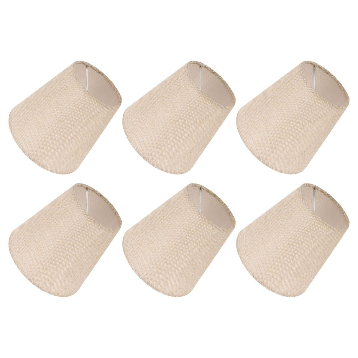 6PCS Linen Fabric Lamp Shade Cover Cylindrical Lampshade with Iron Support for Household Light