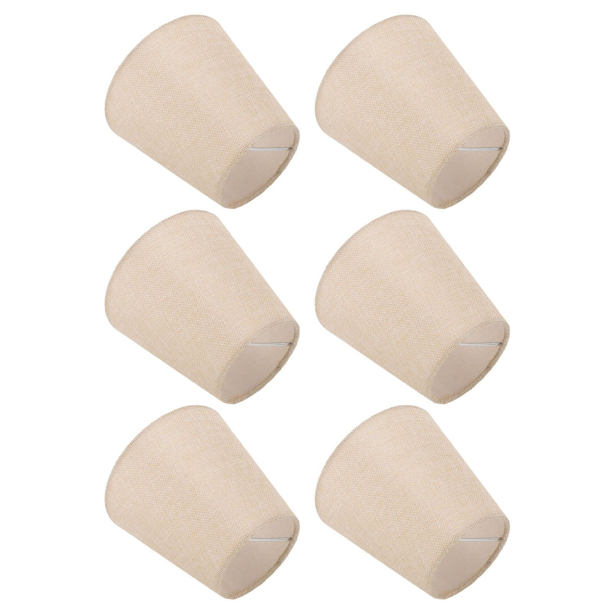 6PCS Linen Fabric Lamp Shade Cover Cylindrical Lampshade with Iron Support for Household Light