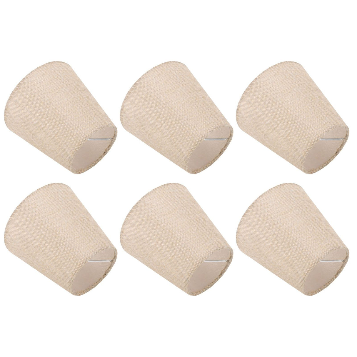 6PCS Linen Fabric Lamp Shade Cover Cylindrical Lampshade with Iron Support for Household Light