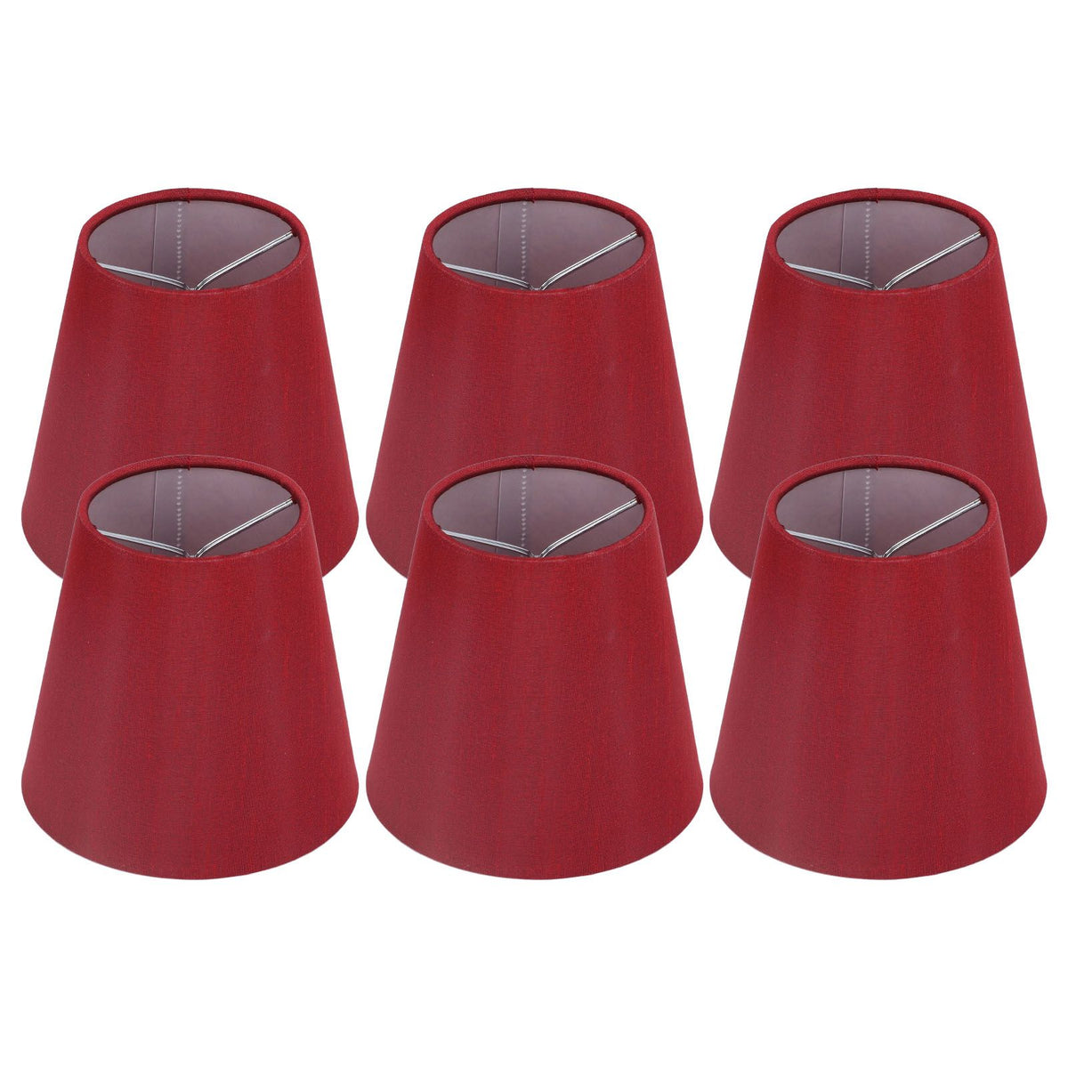6PCS Fabric Lampshade Modern Simple Good Light Transmission Table Lamp Shade for E14 Bulb Miniature Bulb for Ceiling Lamp A3 01 Wine Red