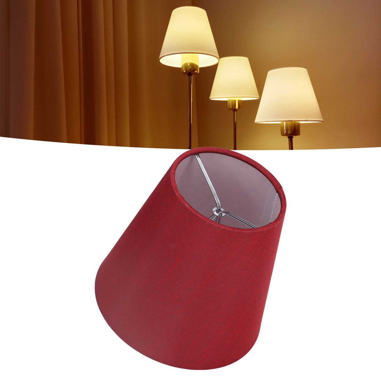 6PCS Fabric Lampshade Modern Simple Good Light Transmission Table Lamp Shade for E14 Bulb Miniature Bulb for Ceiling Lamp A3 01 Wine Red