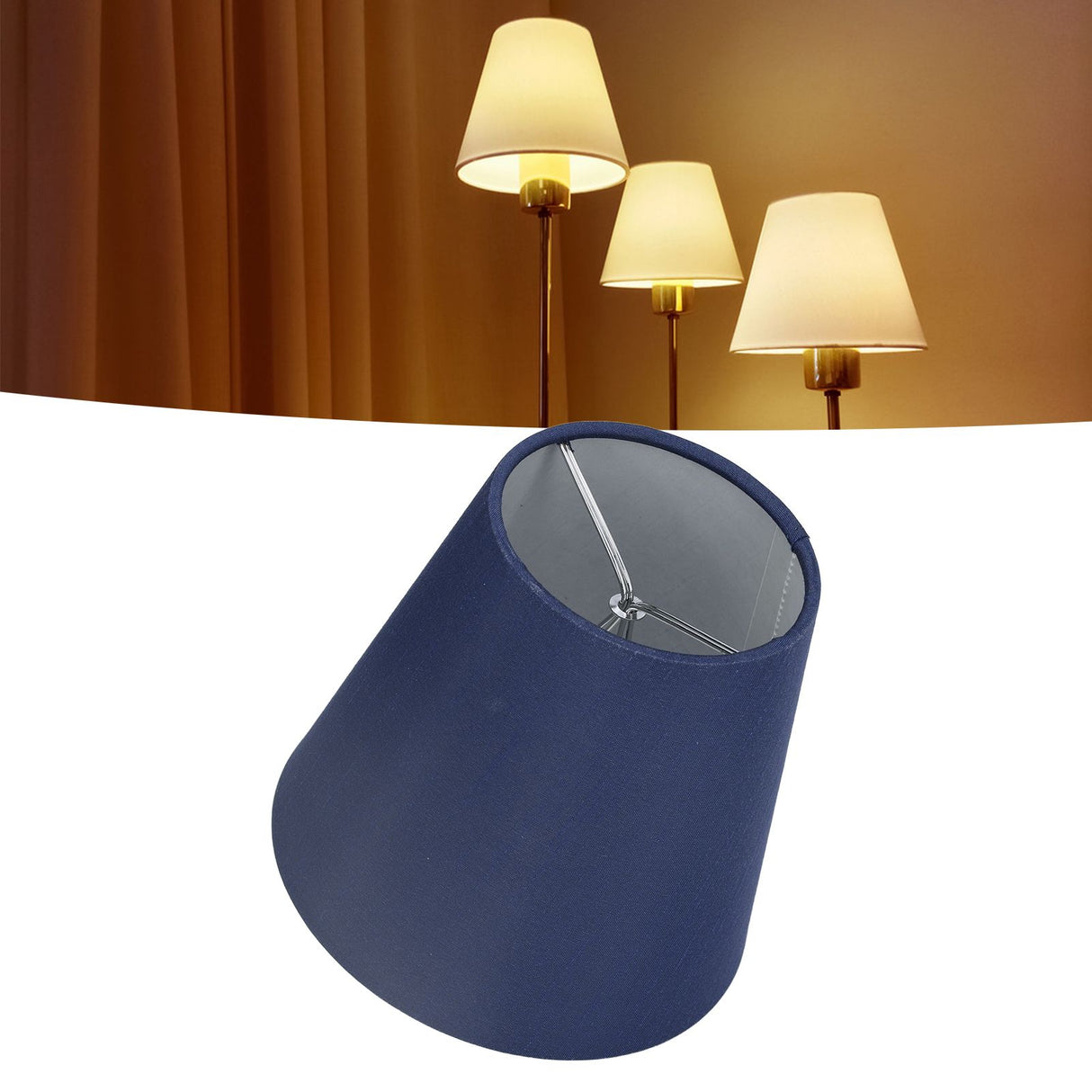 6PCS Fabric Lampshade Modern Simple Good Light Transmission Table Lamp Shade for E14 Bulb Miniature Bulb for Ceiling Lamp A3 02 Dark Blue