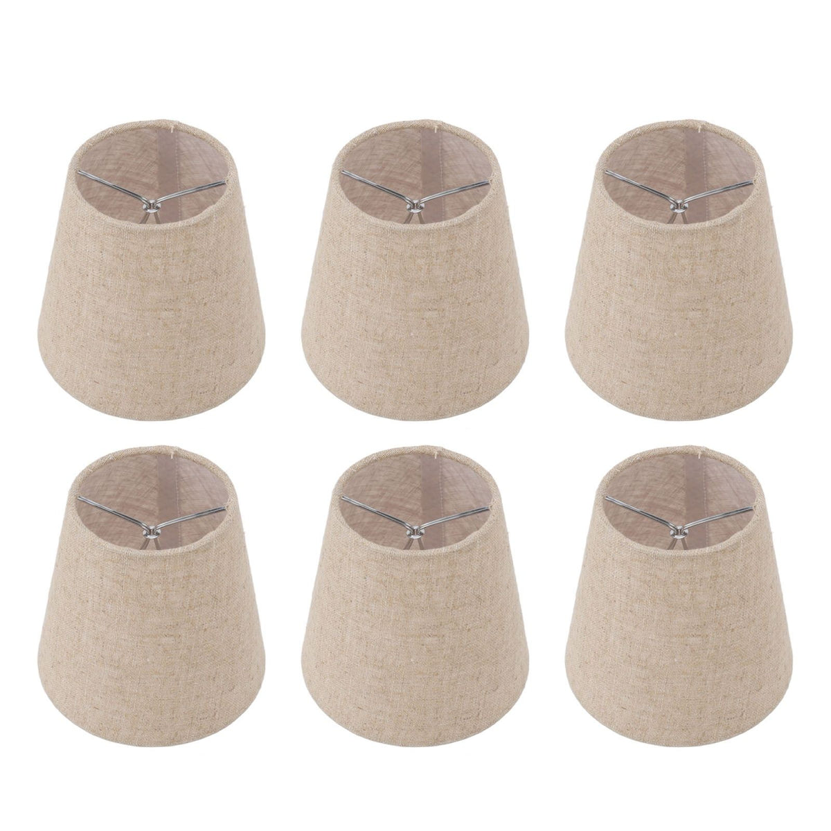 6Pcs Small Lamp Shade Clip On Drum Linen Fabric Lampshade for Candle Bulbs Lighting Accessories