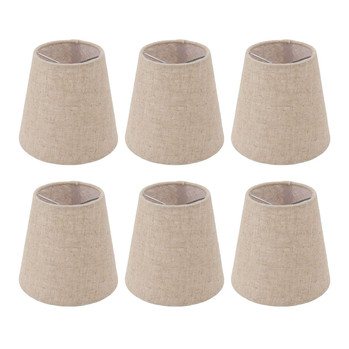 6Pcs Small Lamp Shade Clip On Drum Linen Fabric Lampshade for Candle Bulbs Lighting Accessories