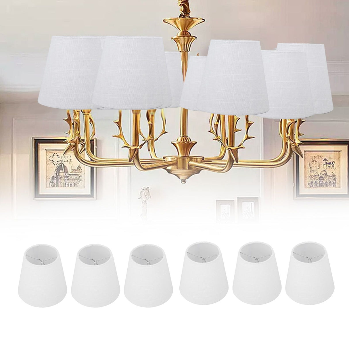 6Pcs White Fabric Lampshade Kit Modern Minimalist Lampshade for Candelabra Floor Table Chandelier Wall