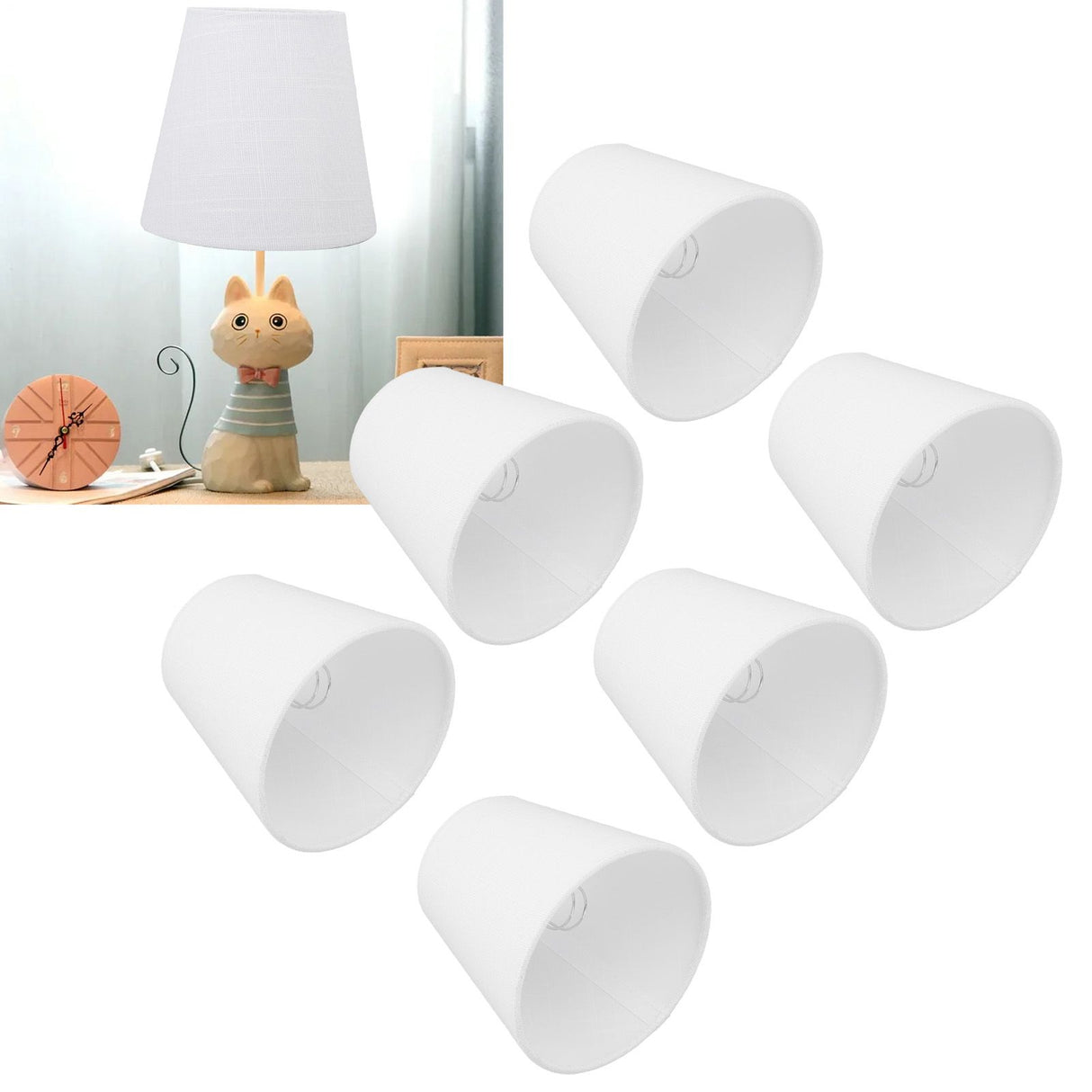 6Pcs White Fabric Lampshade Kit Modern Minimalist Lampshade for Candelabra Floor Table Chandelier Wall