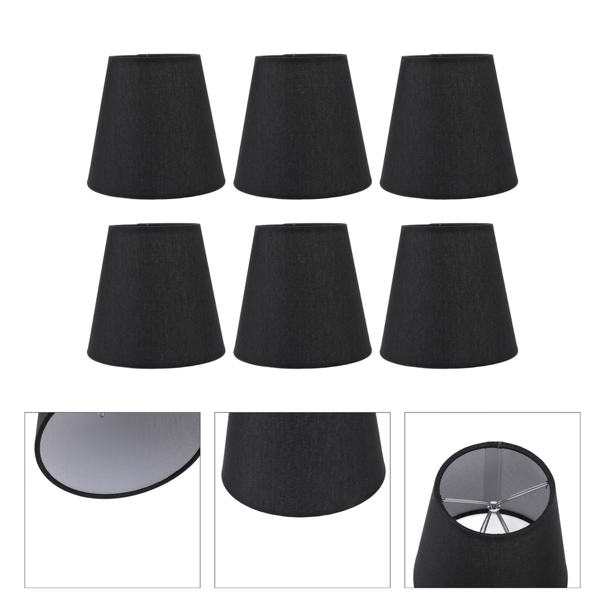 6Pcs Lampshade Lamp Shade Modern Simple Style Home Decoration Black for Small E14 Bulb