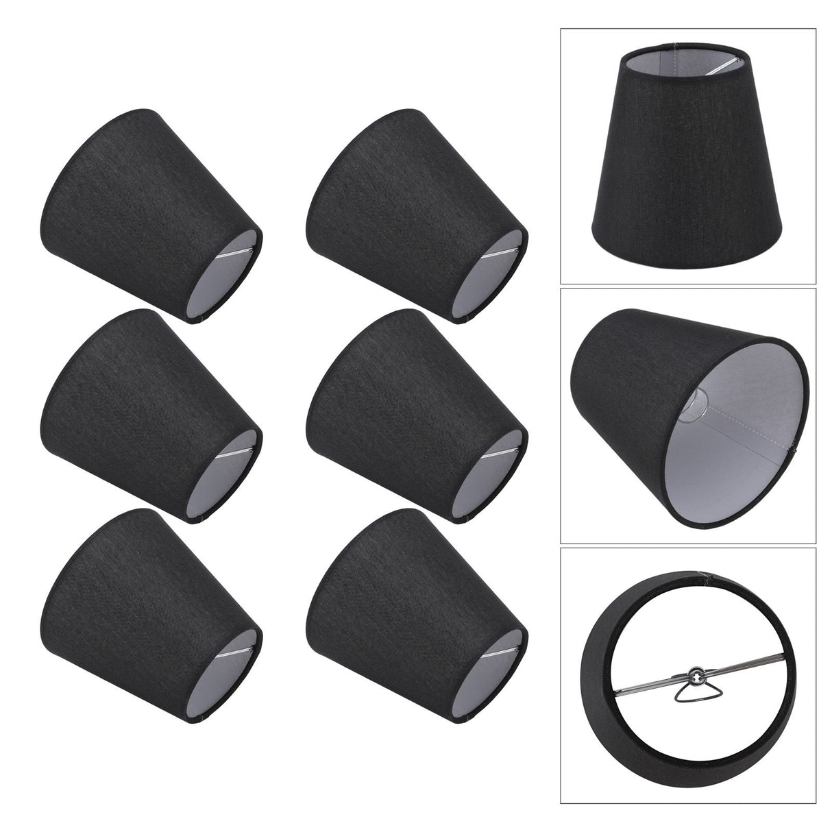 6Pcs Lampshade Lamp Shade Modern Simple Style Home Decoration Black for Small E14 Bulb