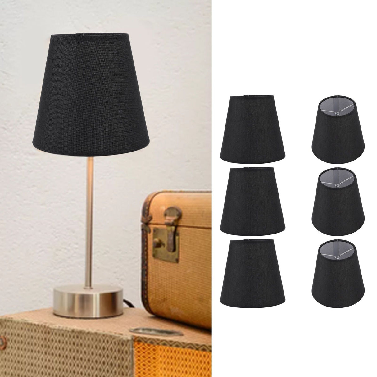 6Pcs Lampshade Lamp Shade Modern Simple Style Home Decoration Black for Small E14 Bulb