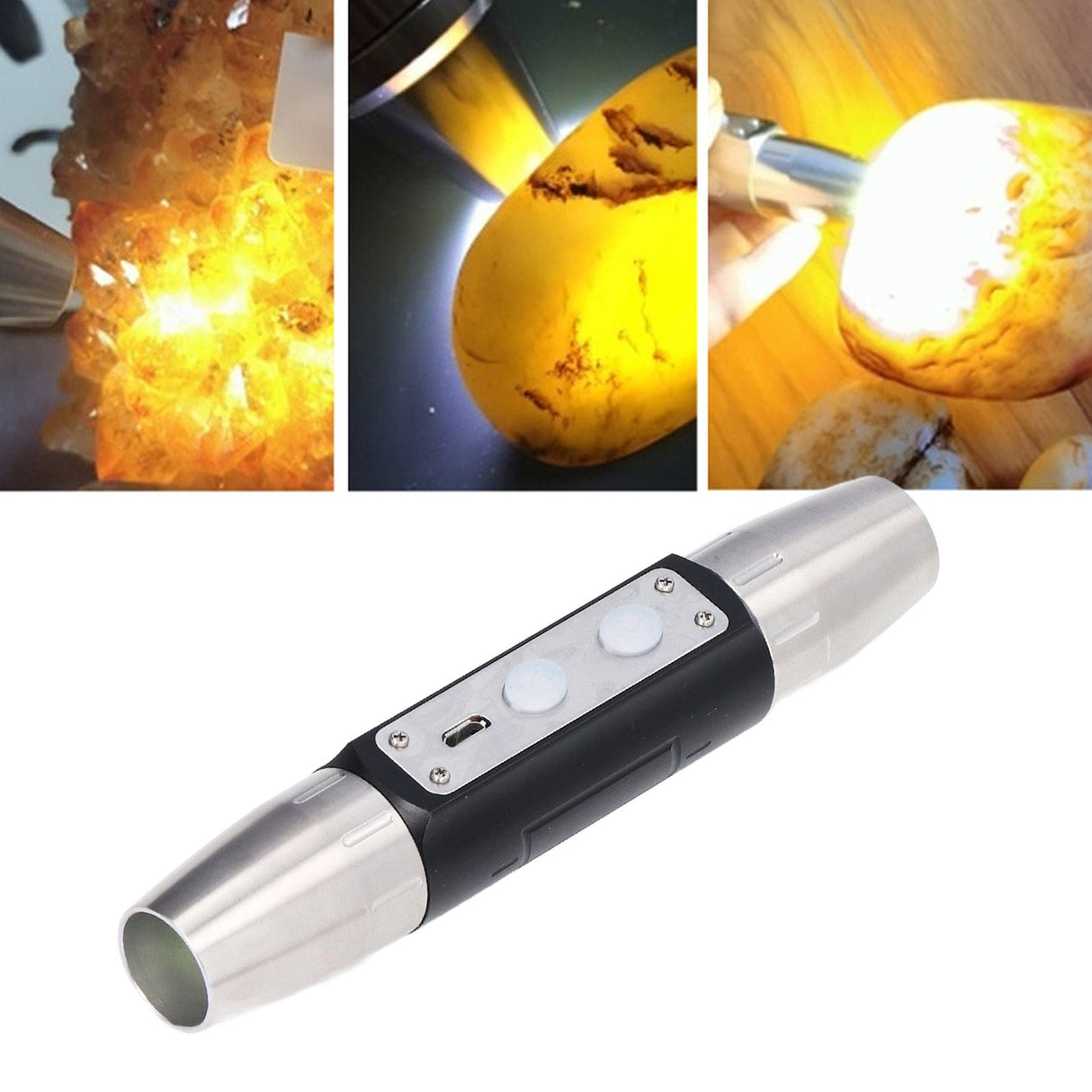 Identification Flashlight Super Bright USB Rechargeable Quad LEDs Portable Jade Jewelry Appraisal Light