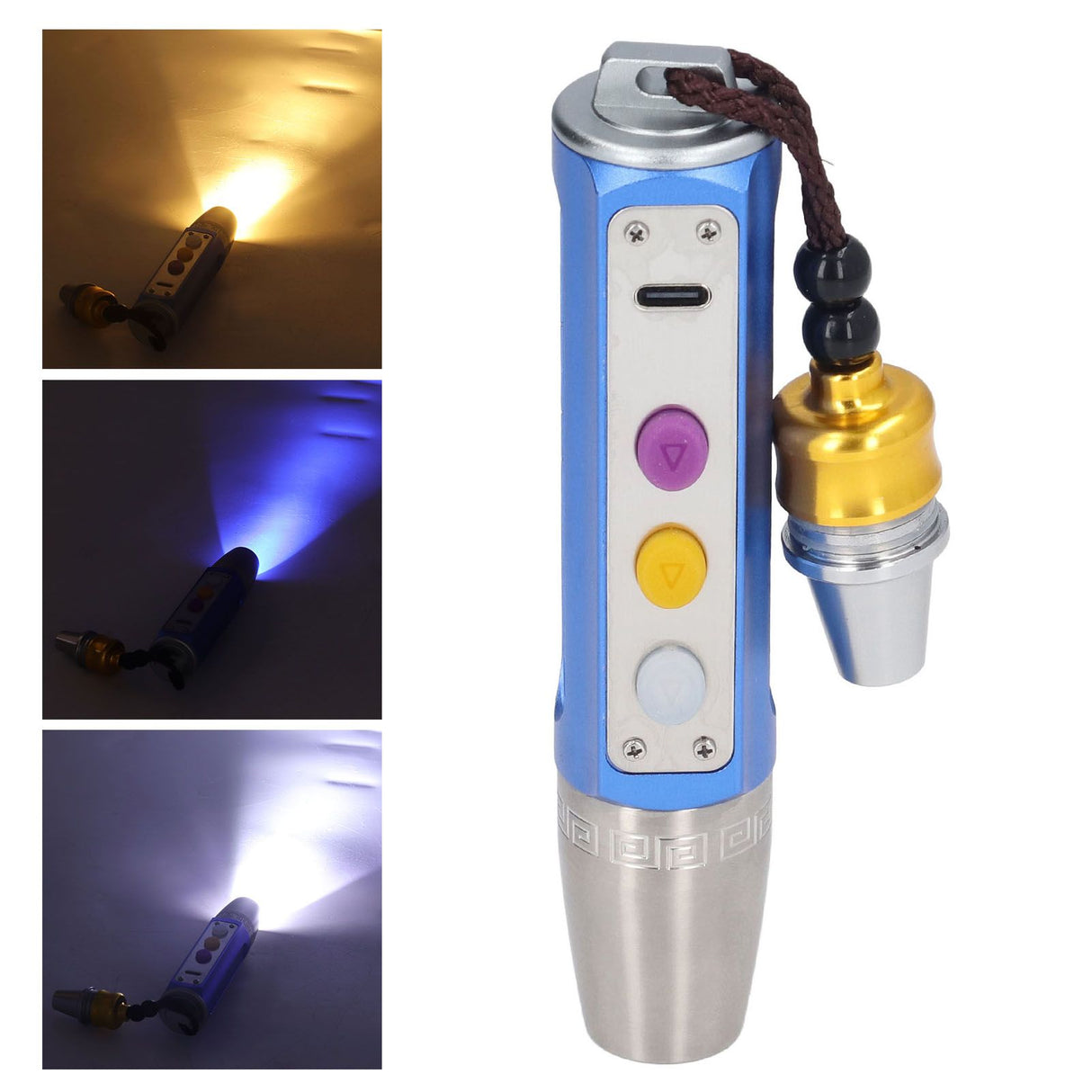 Adjustable Gem Identification Light Pocket 3LED Jewelry Appraisal Flashlight with Battery