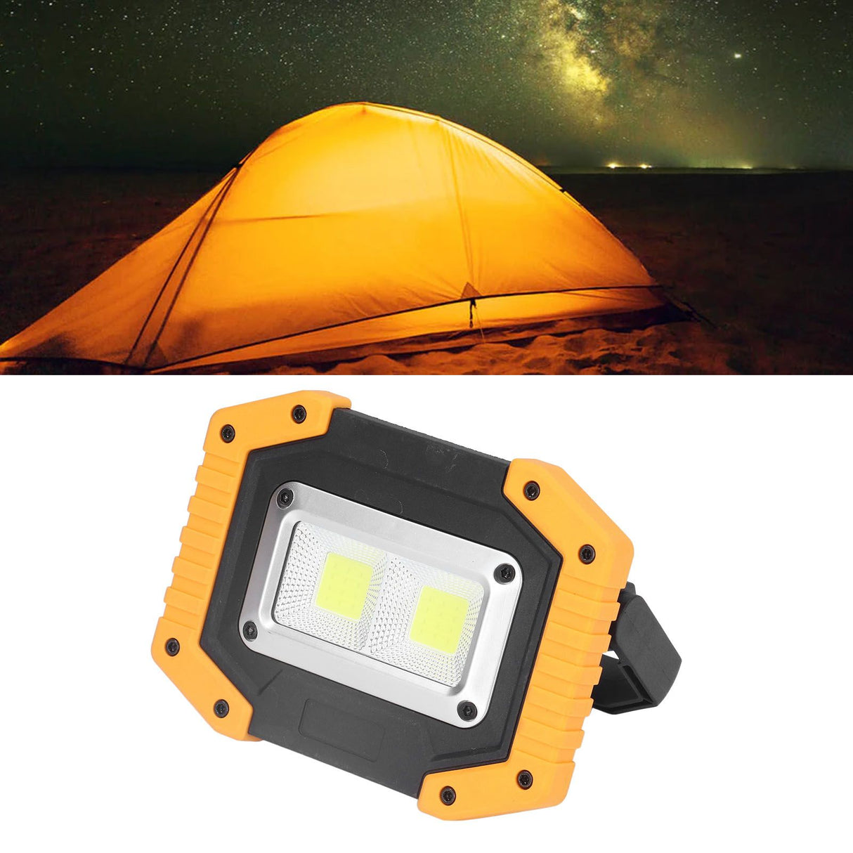 COB Work Light USB Rechargeable IP66 Waterproof Portable Work Light with Rotating Bracket for Car Maintenance Camping