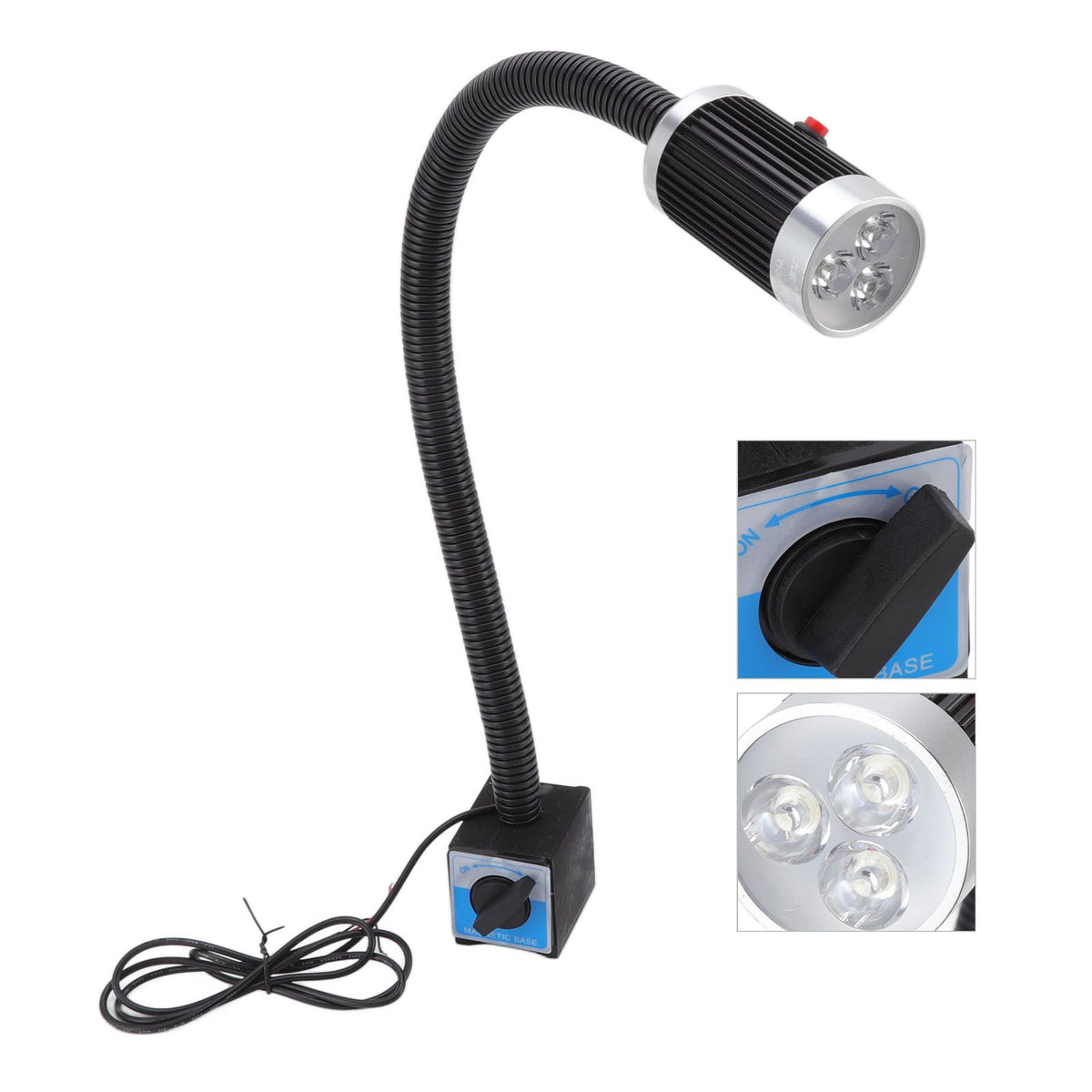 Magnetic Work Light 9W 24V LED Flexible Gooseneck Rustproof Aluminium Magnetic Base Gooseneck Work Light for Industry