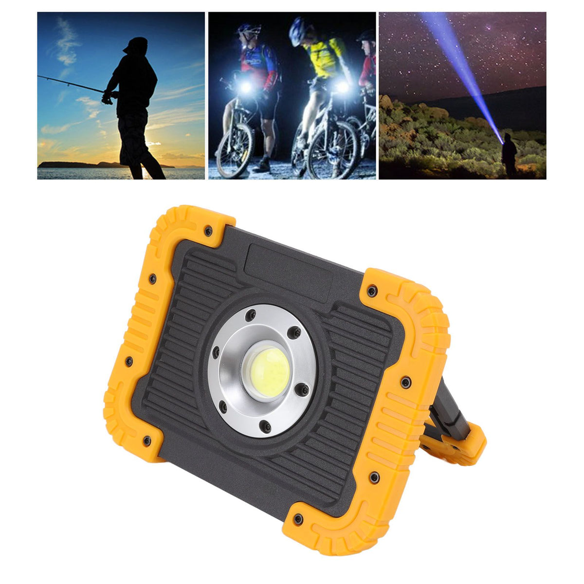 COB Work Light Waterproof USB Charging Portable COB Floodlight with 180 Degree Rotatable Stand for Camping Emergency