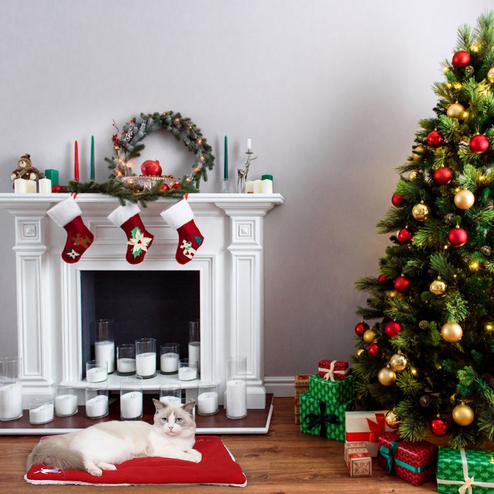 Christmas Theme Pet Cat Dog Bed Mat Pad Soft Warm Thick Kennel Cage Sofa Mat for Small Medium Large Dogs Sleeping