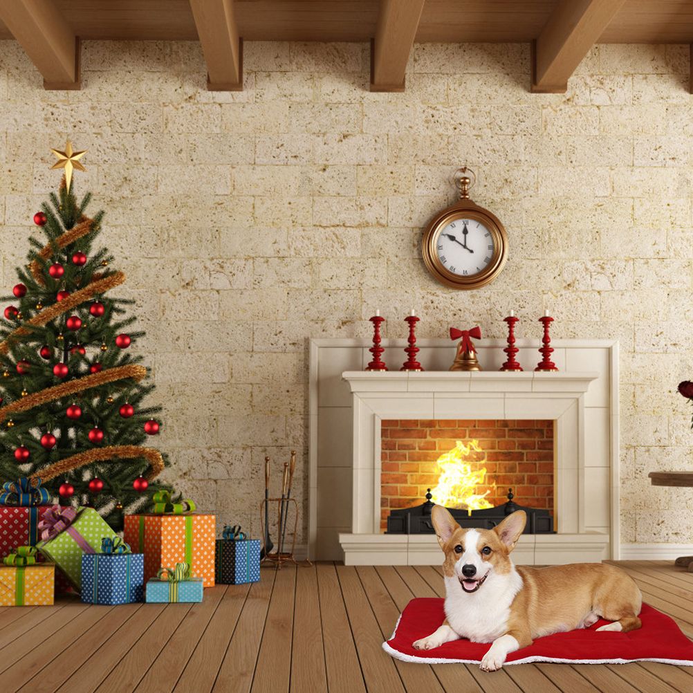 Christmas Theme Pet Cat Dog Bed Mat Pad Soft Warm Thick Kennel Cage Sofa Mat for Small Medium Large Dogs Sleeping
