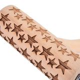 Snowflakes Elk Printing Rolling Pin Engraved Rolling Pin Hand Held Wooden Baking Tool - Side View
