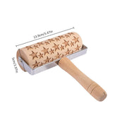 Snowflakes Elk Printing Rolling Pin Engraved Rolling Pin Hand Held Wooden Baking Tool