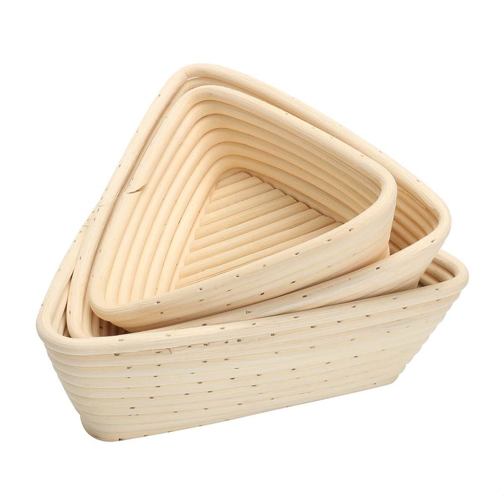 Triangle Bread Proofing Baskets with Liner Dough Rising Rattan Handmade Rattan Bowl
