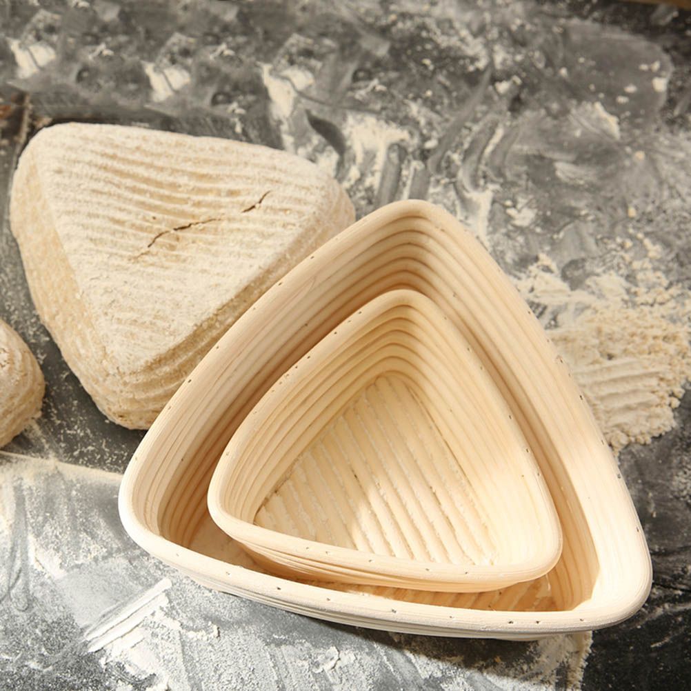 Triangle Bread Proofing Baskets with Liner Dough Rising Rattan Handmade Rattan Bowl
