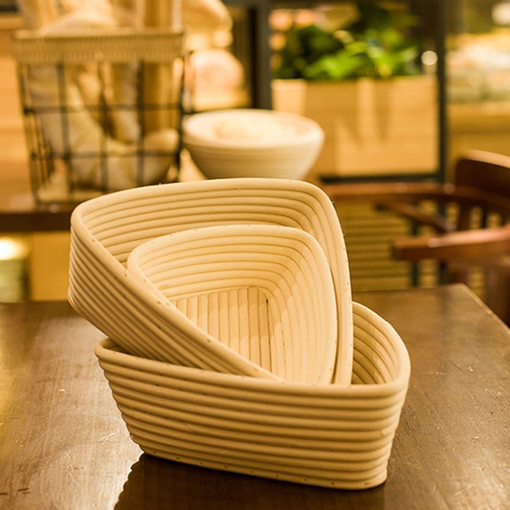 Triangle Bread Proofing Baskets with Liner Dough Rising Rattan Handmade Rattan Bowl