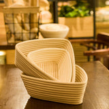 Triangle Bread Proofing Baskets with Liner Dough Rising Rattan Handmade Rattan Bowl - Low Angle