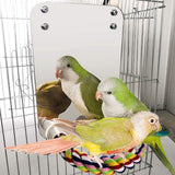 Bird Mirror Toy with Rope Mirror Perch Parrot Bite Toy Parrot Claw Perches Bird Cage Chew Toy - 45-Degree Angle