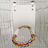 Bird Mirror Toy with Rope Mirror Perch Parrot Bite Toy Parrot Claw Perches Bird Cage Chew Toy