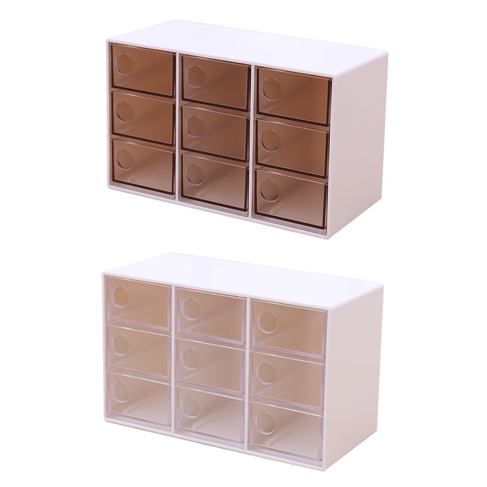 Mini 9 Grid Drawer Desk Storage Box Plastic Storage Organizer for Home Office