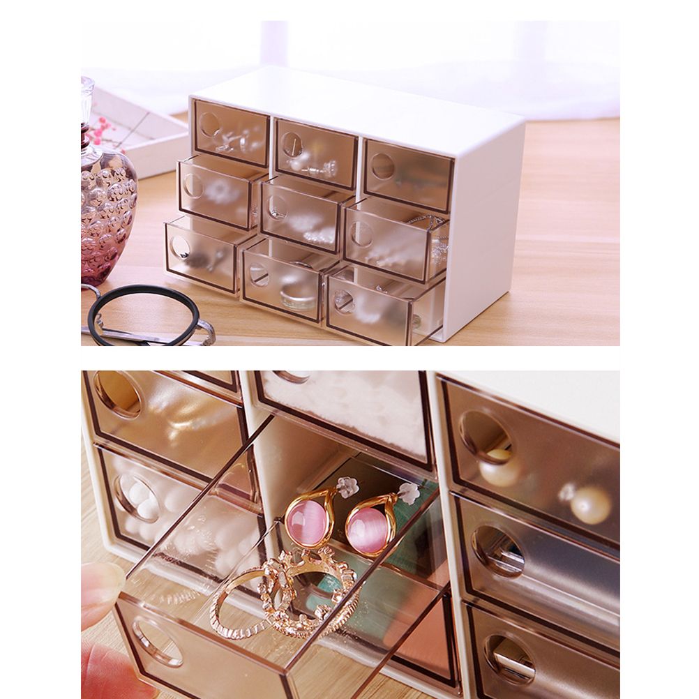 Mini 9 Grid Drawer Desk Storage Box Plastic Storage Organizer for Home Office