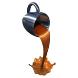 Floating Spilling Coffee Cup Spilling Pouring Coffee Cup Sculpture Sculpture for Kitchen Dining Room Decor - Side View