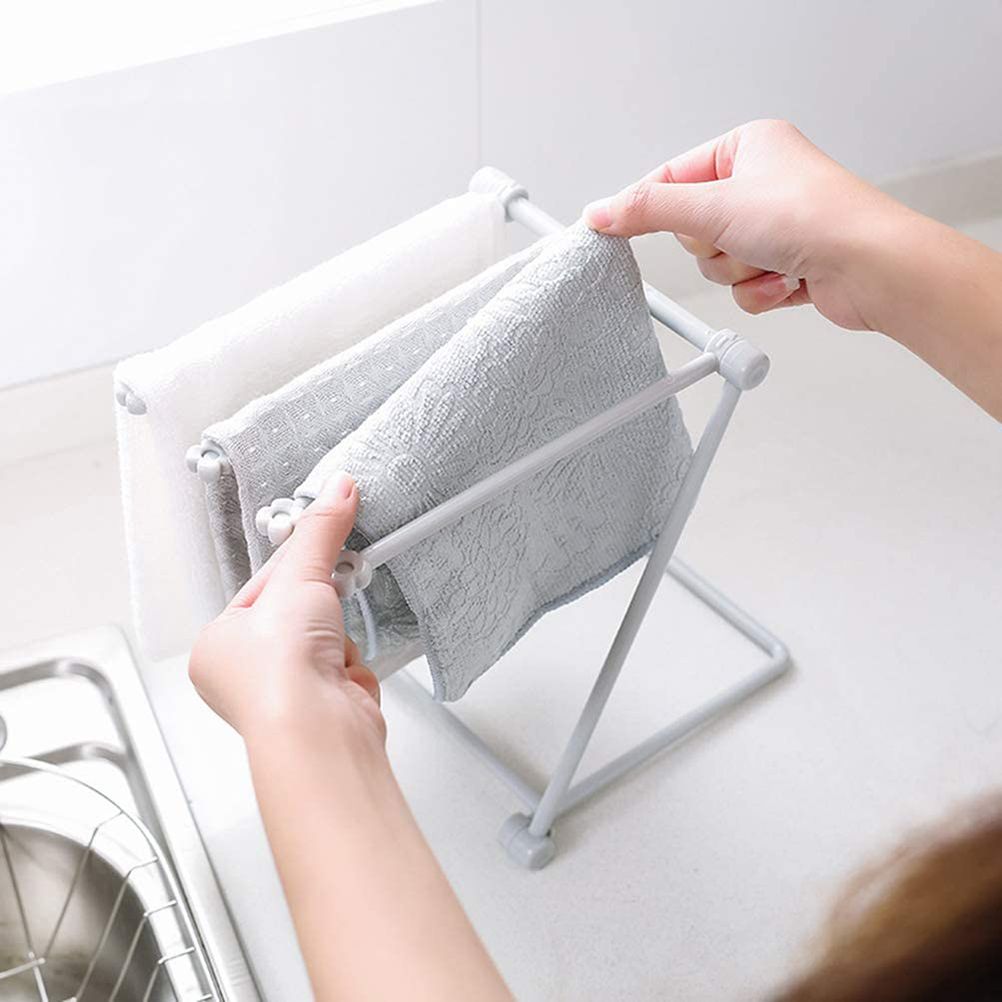 Countertop Kitchen Towel Rack Foldable Fingertip Towel Holder Dishcloth Hanger for Bathroom Vanity Countertops